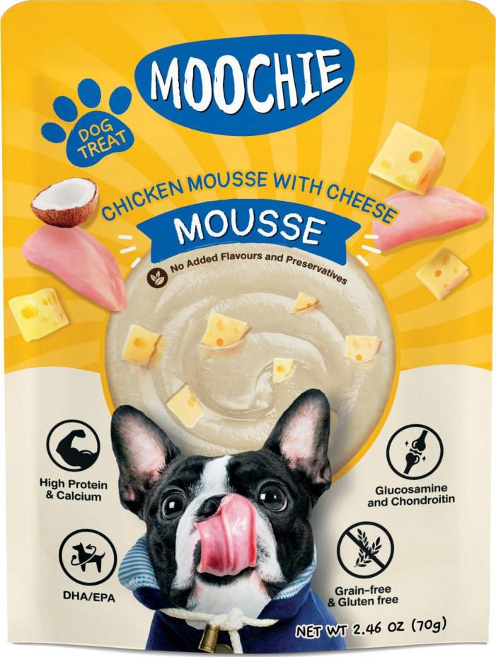 Moochie Dog Wet Food Mousse - Chicken With Cheese Pouch 70g