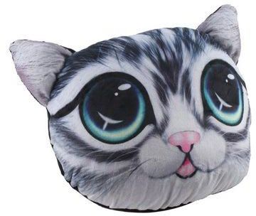 3D Cat Face Design Decorative Pillow Black/White 220x200x110millimeter