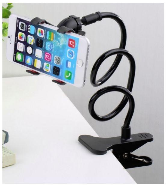 Flexible Mobile Phone Holder with Clipper - Black