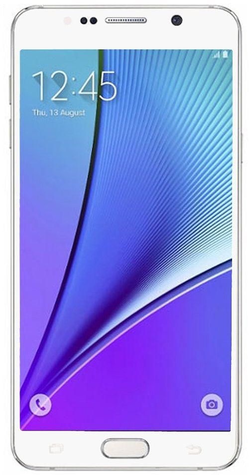 Samsung Galaxy Note 5 N920 - Tempered Glass Screen - Guard Film Silk Print Complete Covering - White