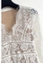 Lace Spliced Plunging Neck Long Sleeves Pure Color Dress