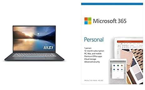 Msi Prestige 15 A11Scx, 15.6" Fhd, Intel Core I7-1185G7, Ddr4 16Gb, 1Tb M.2 Pcie Ssd, Gtx1650 Graphic, Black-Carb, Windows10 & Microsoft 365 Personal (1 Yr)