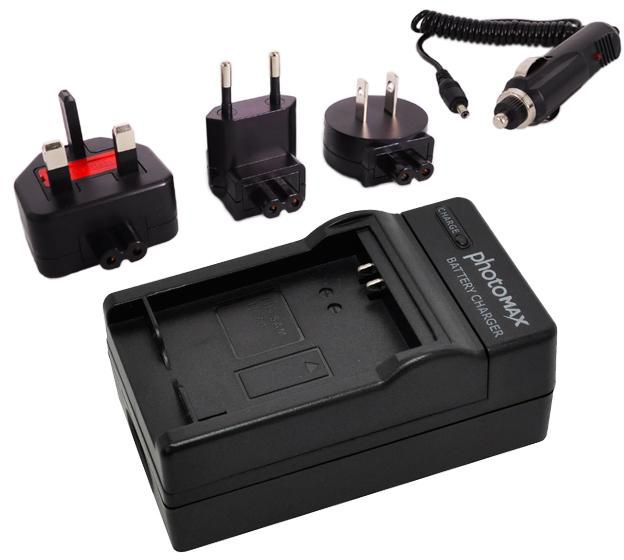 photoMAX For Samsung SLB1137D Battery Charger with Travel Plugs
