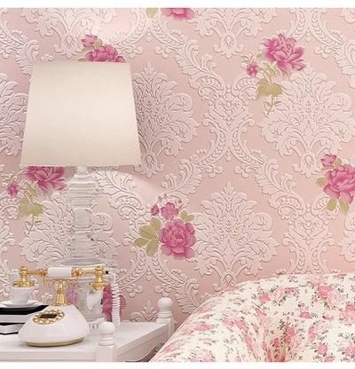 Floral Pattern Wall Paper Pink 53x1000centimeter