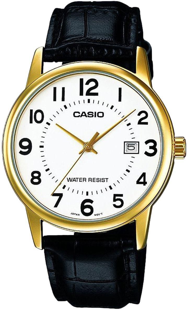 Casio Men's White Dial Leather Band Watch - MTP-V002GL-7BUDF