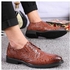 Tauntte Crocodile Pattern Formal Shoes Men Retro Wedding Shoes Genuine Leather Casual Shoes (Brown)
