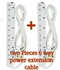 Power King 2 Pieces 6 way power extension cable