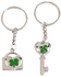 Allwin 2 Pcs Lover Couples Four-Leaf Clovers Metal Keyring Bag Hanging Keychain