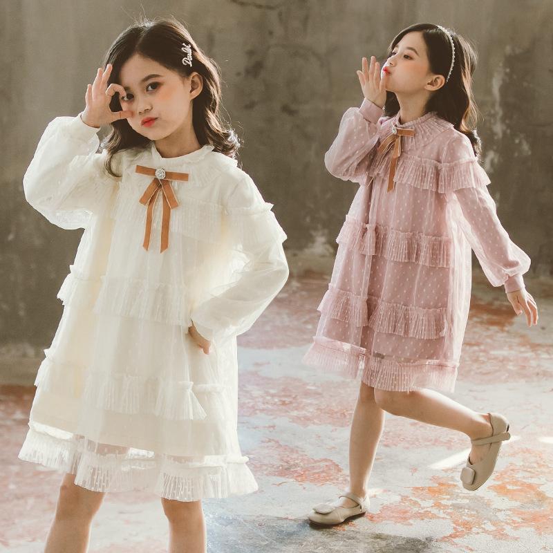 Koolkidzstore Girls Mesh Dress With Ribbon - 1 Sizes (Pink)