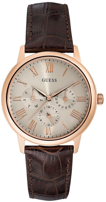Guess Wafer Men's Gray Dial Leather Band Watch - W0496G1