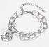 Trendy Silver Plated Chain Link Bracelet Heart Coin Charm Women Jewelry Bracelets 2 Pcs