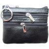 Lebeila Genuine Leather Top Grain Cowhide Zip Mini Coin Purse Wallet Pouch Id Card Case with Key Ring45x35 Black