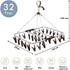 Drying Clothes Clips Foldable Drying Rack with 32 Clips Windproof and Drop-proof Drip Hanger for Drying Socks Baby Clothes Towel Underwear Hat Scarf Pants Gloves
