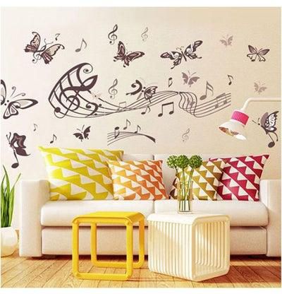 Butterfly Musical Notes Wall Stickers For Kids Rooms Art Vinyl Removable Sticker