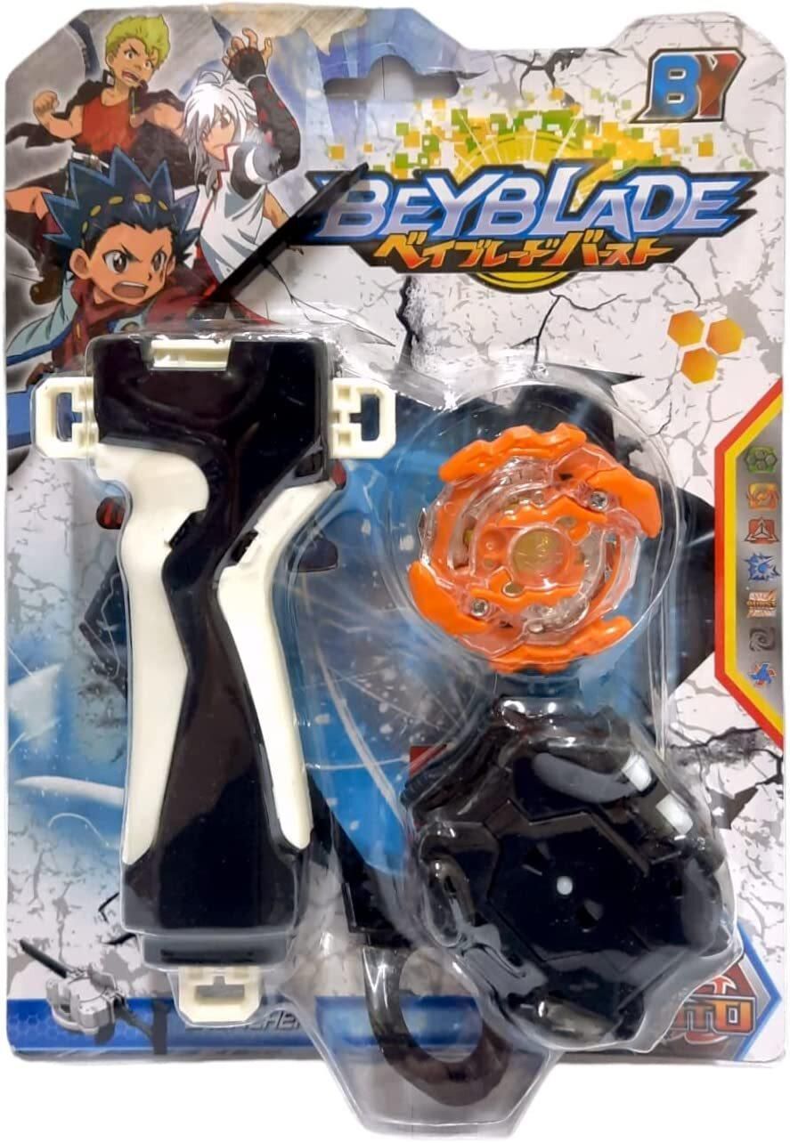 3-in-1 Beyblade Gyro Battling Top Fusion Metal Master Rapidity Fight with Launcher Grip (Orange&amp;Black)