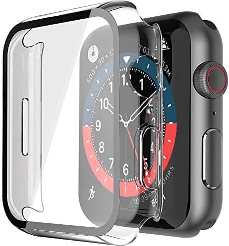 watch strap Ultra-thin scratch hard pc with tempered glass screen protector for apple watch series 7 45mm and iwatch s7 (clear)