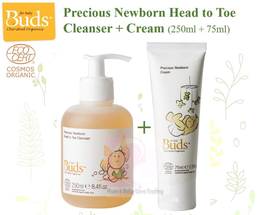 Buds Cherished Newborn Set (Head to Toe Cleanser 250ml + Cream 75ml)