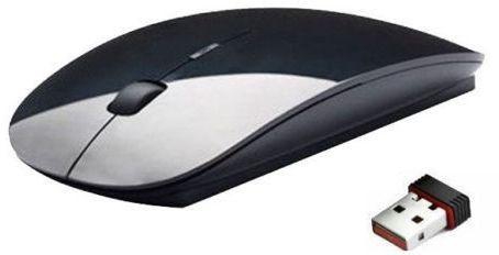 2.4 GHz Optical Wireless Slim Mouse USB Receiver For Laptop PC Macbook black