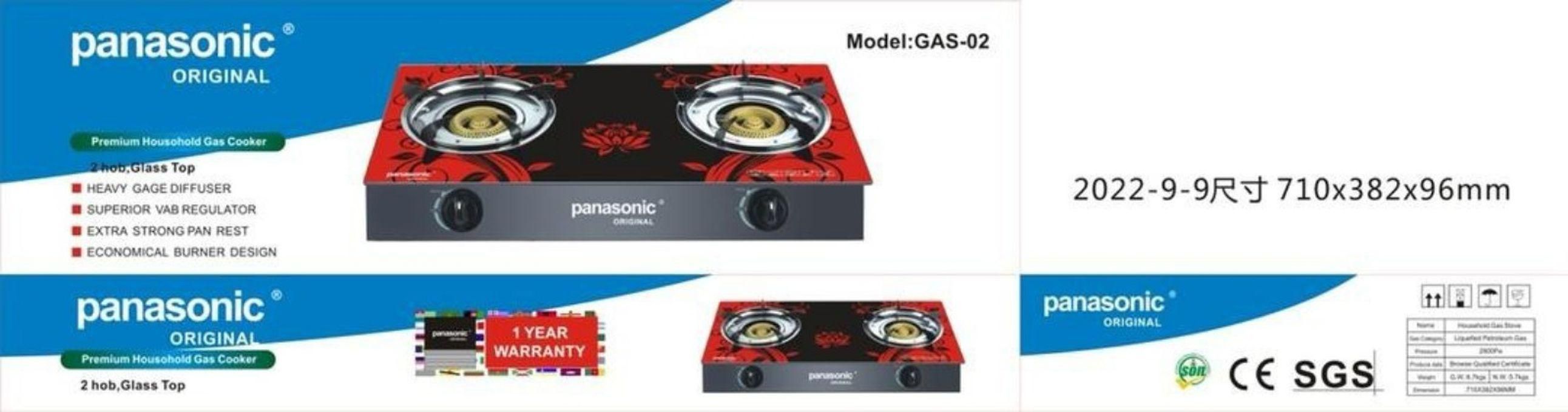 Panasonic Table Top Gas Cooker With Glass Top