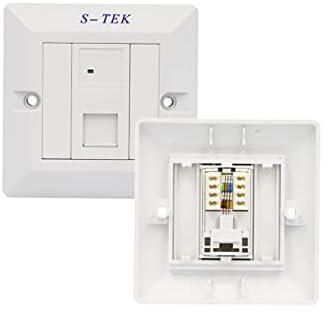 S-TEK [1-Port] Eternet Wall Plate | RJ45 Ethernet Punch Down Keystone Inserts Jack | Cat 6 Single Gang Cat6 RJ45 Cover Plate
