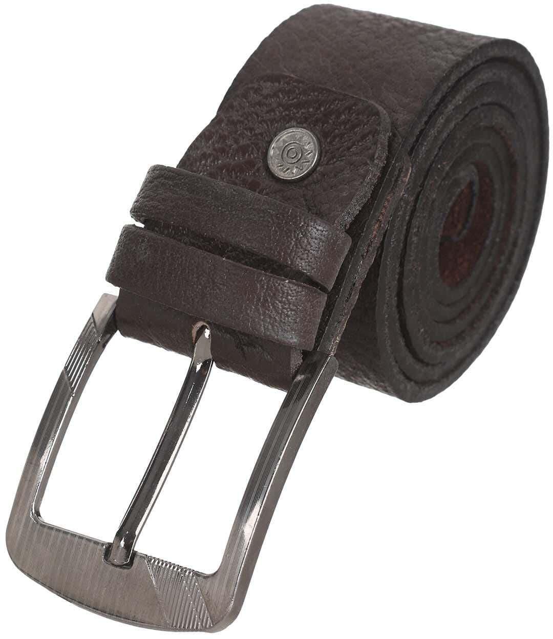 Get Golden Natural Leather Belt For Men, 106×4 Cm - Dark Brown with best offers | Raneen.com