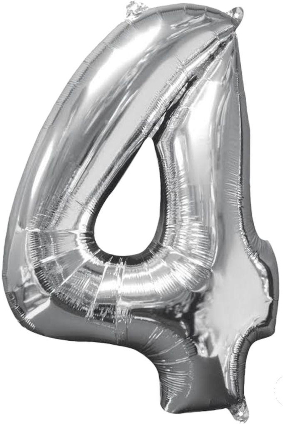 32 Inch Silver Foil Helium Balloon Number 4