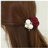 Eissely Women Satin Ribbon Rose Flower Pearls Hairband Ponytail Holder Hair Band RD
