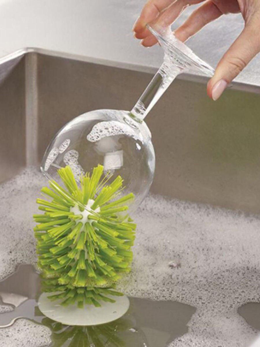 Kitchen Supplies Creative Sink Suction Cup Base Cleaning Bottle Glass Brush