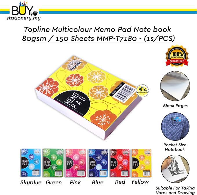 Topline Colour Memo Pad Notebook 80gsm 150 Sheet MMP-T7180 -(1s/PCS)