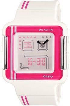 Casio Poptone Ladies Ana-Digi Dial White Resin Band Watch [LCF-21-4]
