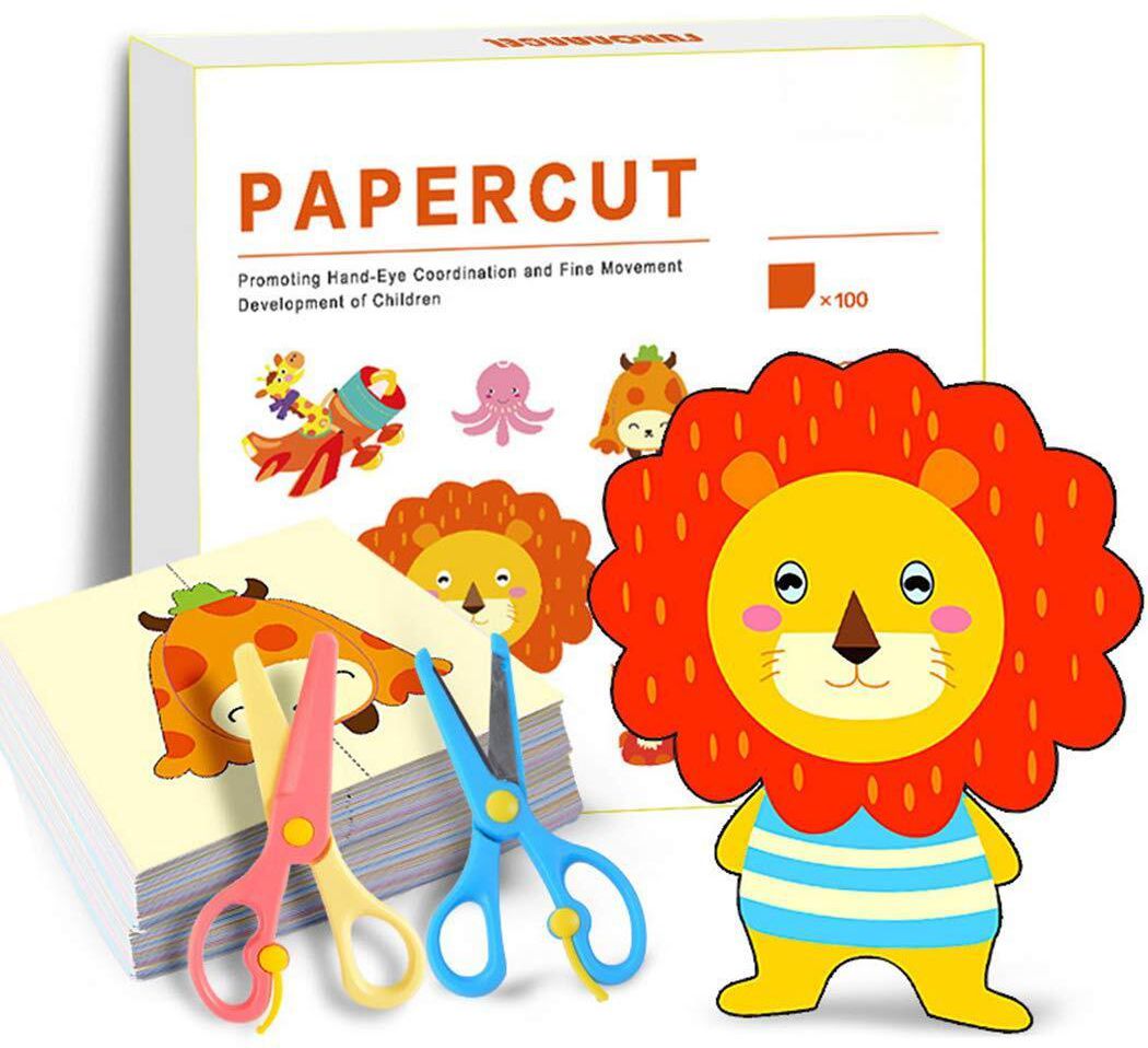 Cutting Activity Book With Scissor, Kids Scissor Craft Kit, DIY Paper Cutting, Kid&#39;s Scissor Skills Early Learning Development Toy For Kindergarten Boys And Girls, Ages 3 +, 100 Pages