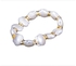Fashion Cream Pearl Shear Neckless With Crystals + Earrings + Bracelet Set