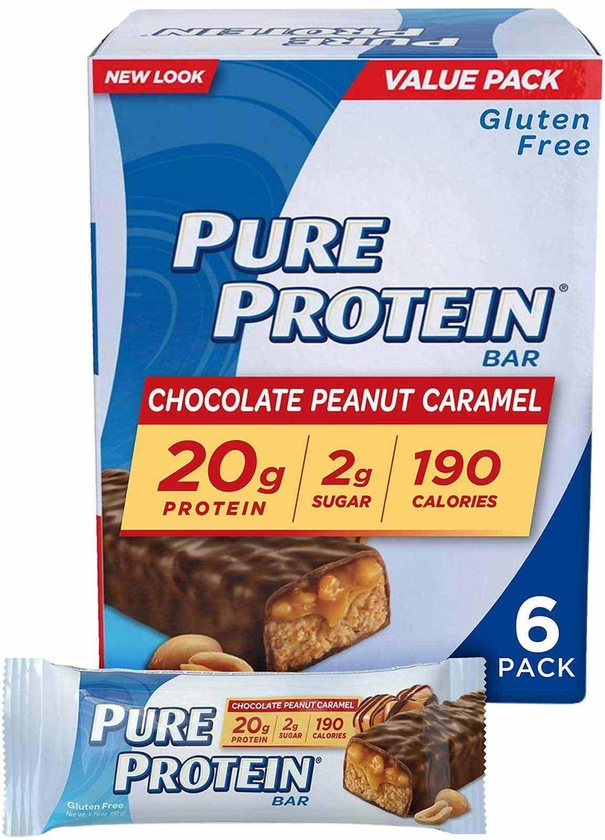 Pure Protein Chocolate Peanut Caramel Protein Bar 50g Pack of 6