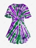 Plus Size Tie Dye Print Crisscross V Neck Short Sleeve T-Shirt - 5x | Us 30-32