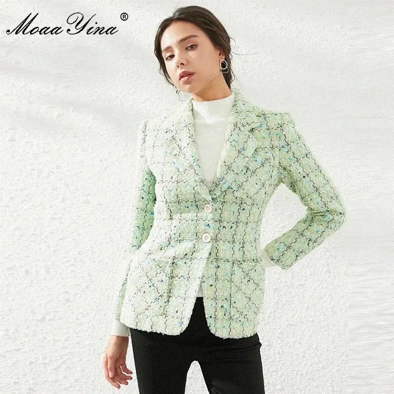 2021 High quality Fashion Designer Suit jacket Coat Spring Autumn Women's Long sleeve Plaid Suit EWoolen cloth Jacket
