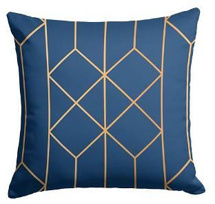 Tableau Cushion, Dark Blue / Gold - AR69