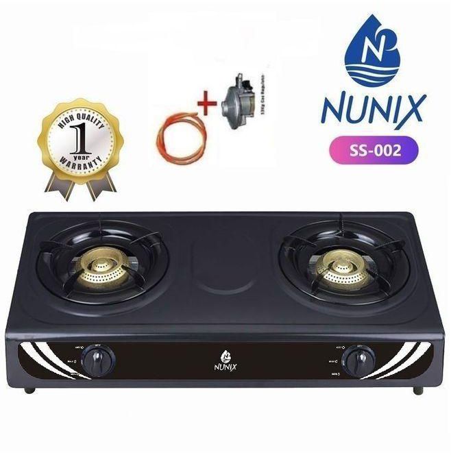 Nunix TableTop Double Burner Gas Stove + Pipe & Reg- AutoIgnition