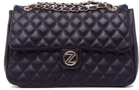 Zeneve London 63S51 Quilted Classic Flap Handbag for Women - Black