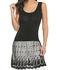Meaneor Round Neck Casual Basic Slim Fit Tank Top Lace Bottom Dress-Black