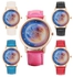 Fashion Stylish Female Quartz Watch Artificial Diamond Starry Sky Pattern Dial Leather Band Wristwatch 02 (Blue)
