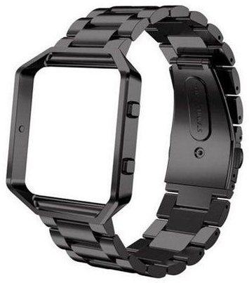 unisex Black Stailess Steel Watch Band With Metal Frame House 2 in 1 Replacement Strap