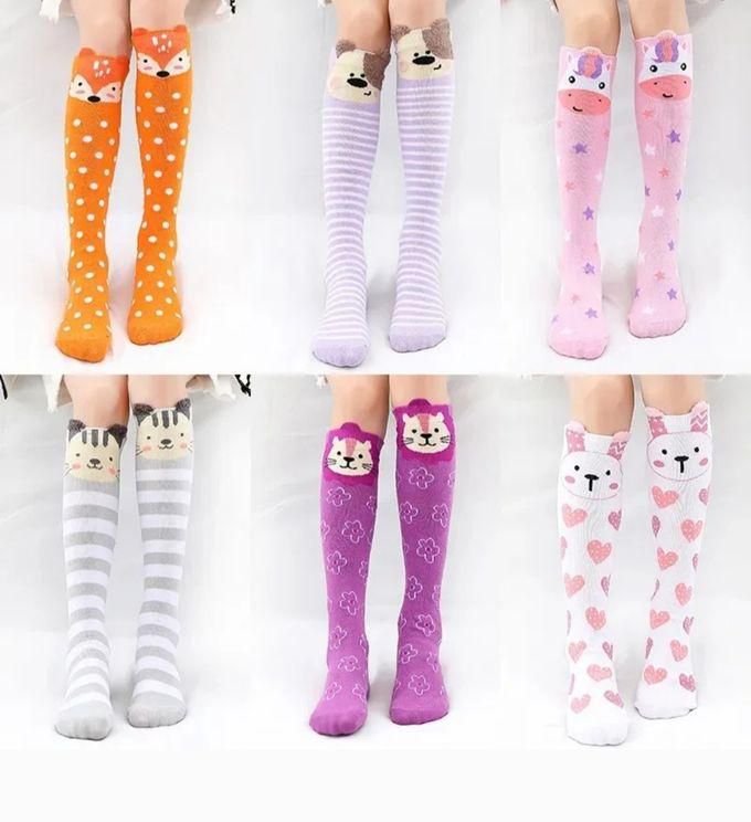 Fashion 6 Pairs Girls Over The Knee/Calf Thick Cotton Socks With Cartoon Face Seasons