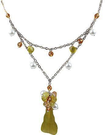 Mysmar Pearl Crystal and South Korea Jade Necklace [X2376]