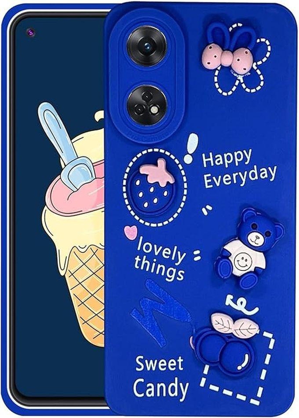 Silicon Case Microfiber Lining with 3D Candy Shapes For Oppo Reno 8T 4G (Fruity Blue)