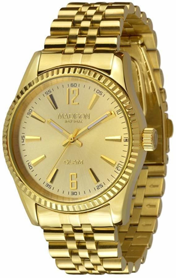 Madison NY - Angie Ladies Gold Dial Stainless Steel Watch