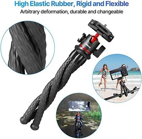 Mini Flexible Tripod Stand with Hidden Phone Holder w Cold Shoe Mount, 1/4'' Screw for Magic Arm, Universal for iPhone 13 12 Pro Max XS Max X 8 Samsung