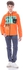 Ktk Orange Casual Shirt With Hood And Print For Boys