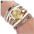 Sanwood Women's Leopard Print Braided Faux Leather Analog Quartz Bracelet Wrist Watch-White