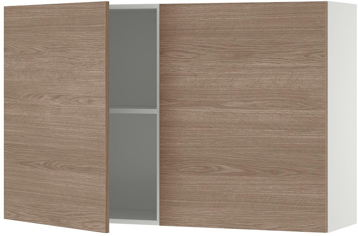 KNOXHULT Wall cabinet with doors - wood effect/grey 120x75 cm