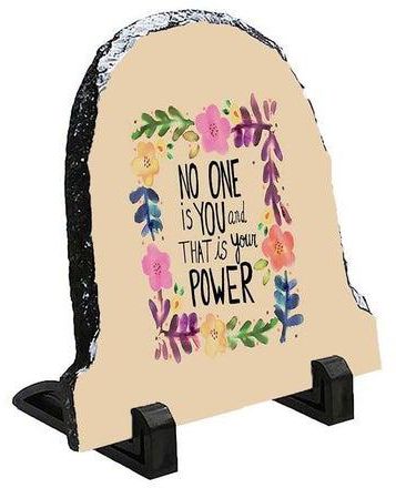 Protective Printed White Rock Shape Marble Photo Frame for Table Top No One Is You And That Is Your Power